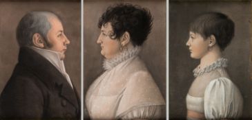 Meillier de Reims Portraits der Familie Louvier. 3 Pastelle. 37 x 25 cm. Verso auf der Unterl