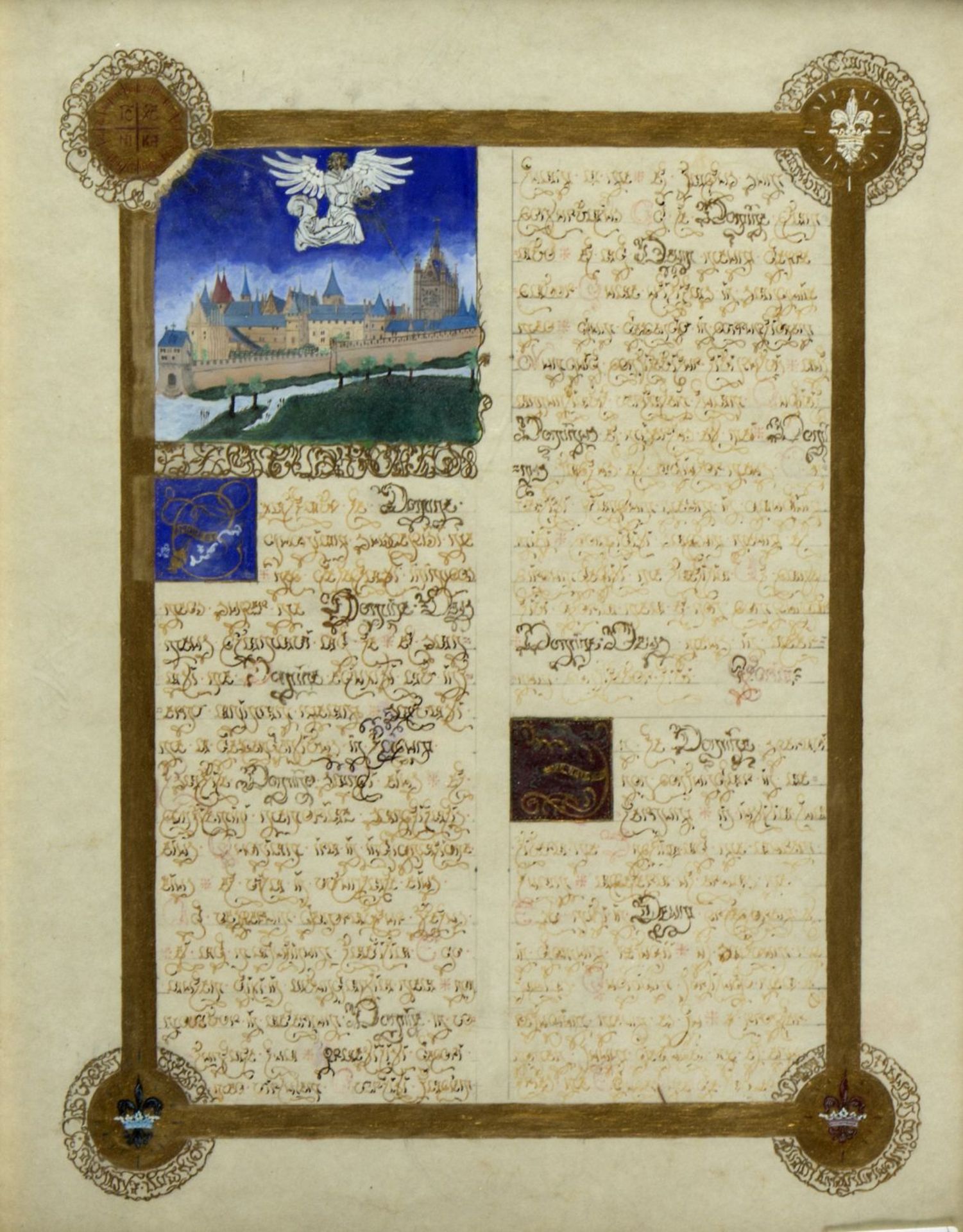 Frankreich, 20. Jh. Kopie eines Blattes aus einem Stundenbuch (?) mit der Darstellung des Mont Saint - Image 3 of 4