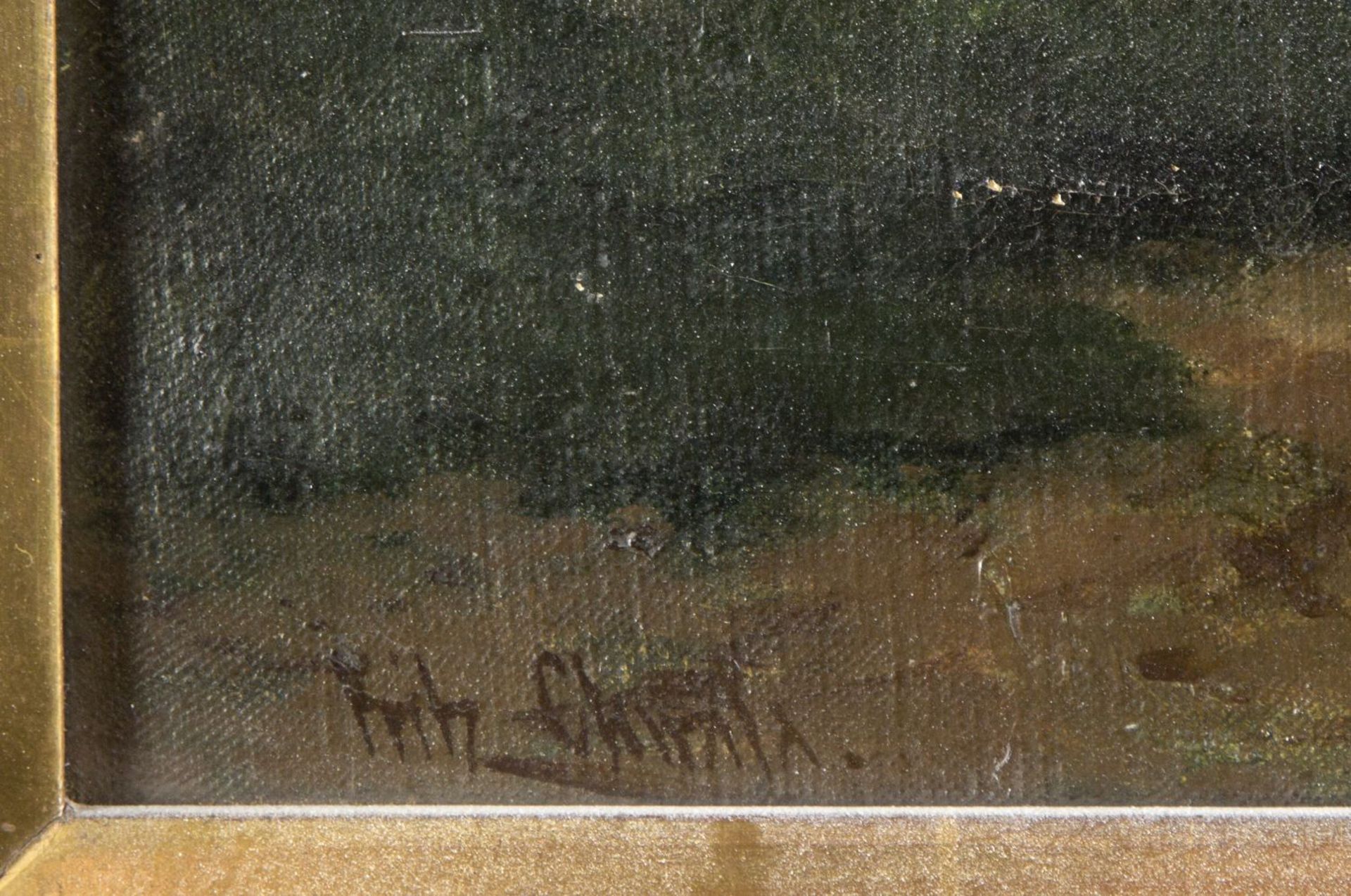 Chwala, Fritz Vollmond über einer Windmühle. Öl/Lwd. Sign. 37 x 59 cm. Gerahmt. - Image 2 of 3
