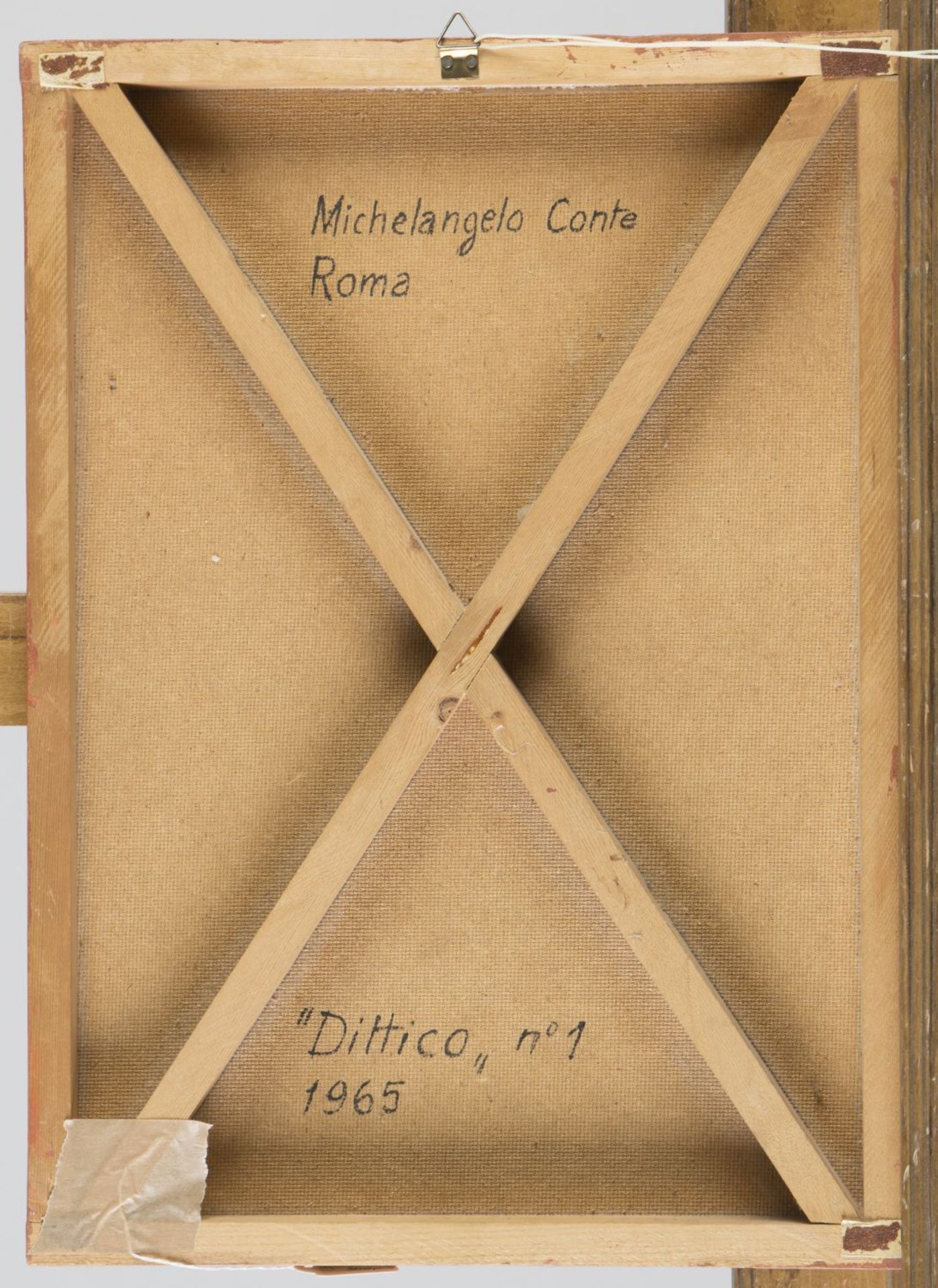 Conte, Michelangelo. 1913 - 1996 Dittico Nr. 1. Blech, Holz, Sand u.a. auf Hartfaser. 46 x 33 cm. Ve - Bild 2 aus 2