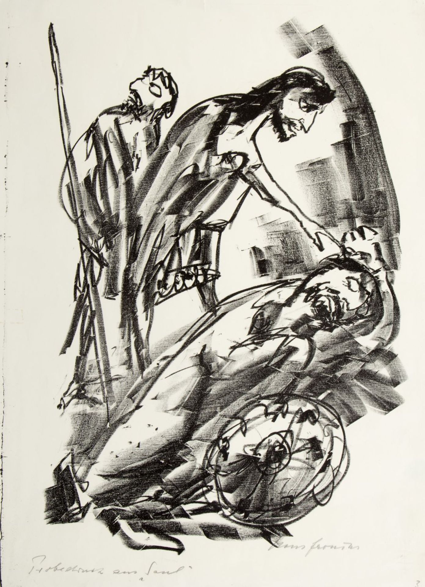 Fronius, Hans. 1903 Sarajevo - Mödling 1988 Saul und David in der Höhle. 4 Lithographien und das Tit - Bild 3 aus 5