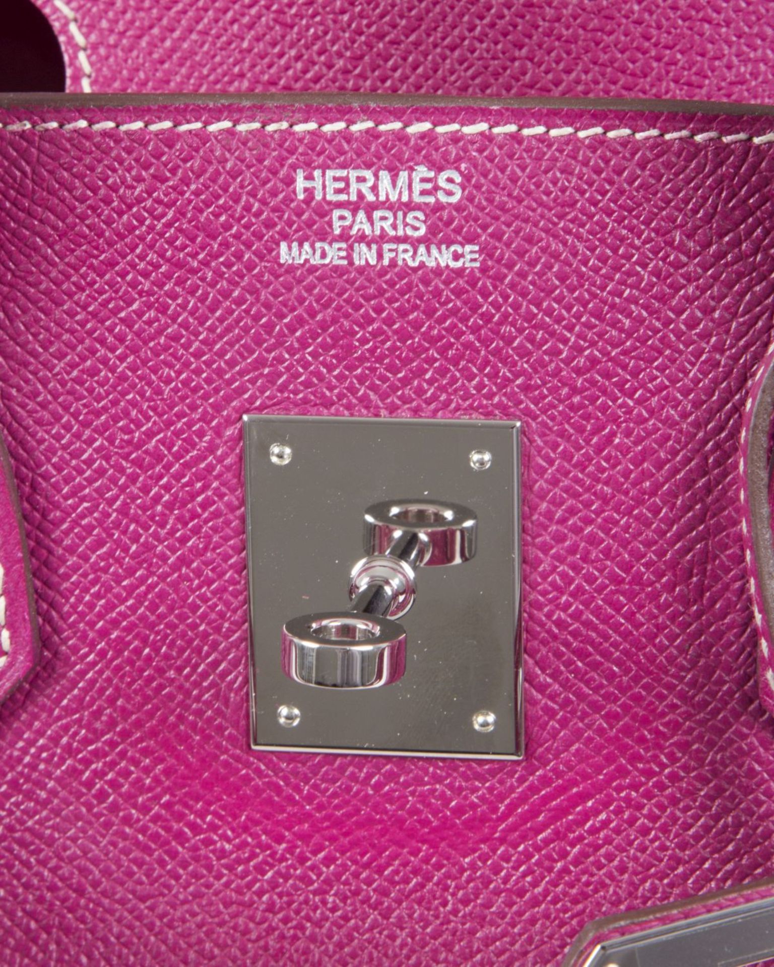 Hermès ''Birkin Bag 35'' Kalbsleder in Fuchsia mit weißer Naht. Beschläge mit Palladiumauflage. Trap - Bild 4 aus 10
