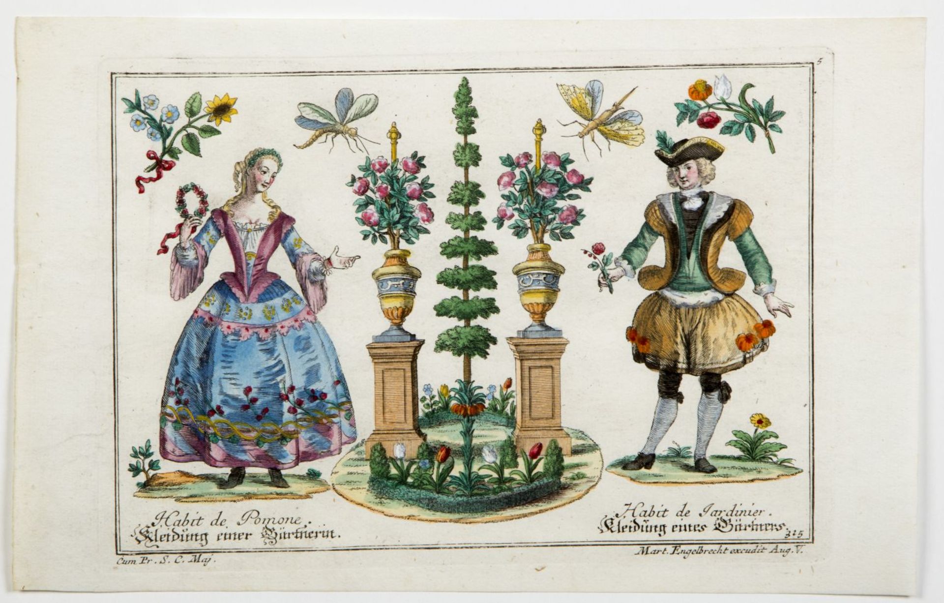 Engelbrecht, Martin. 1684 - 1756 Landschaften, Gärten und Kostüme. 17 kol. Radierungen. Bis 15 x 23 - Bild 8 aus 9