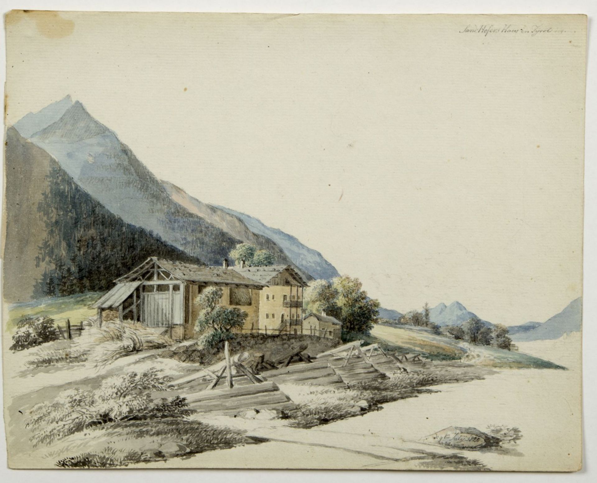 Kunkler, Adolf. 1792 - Gnadenberg bei Bunzlau - 1866 Andreas Hofers Haus in Tyrol. Schandau im Herbs - Image 3 of 4