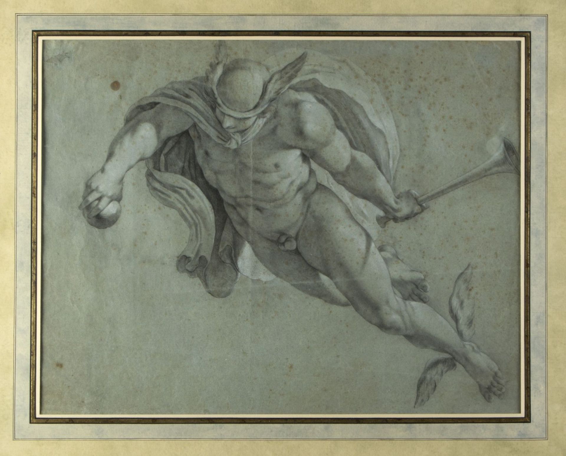 Italien, Ende 18. Jh. Hermes. Bleistift- und Kreidezeichn. 38 x 48 cm.