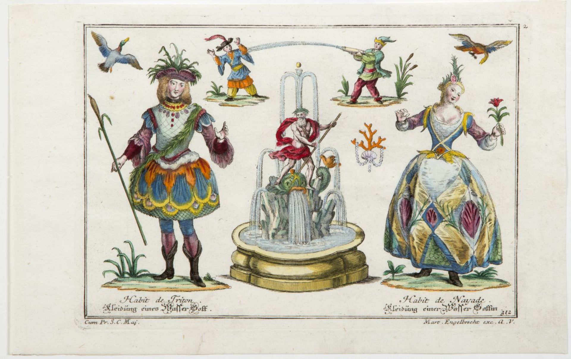 Engelbrecht, Martin. 1684 - 1756 Landschaften, Gärten und Kostüme. 17 kol. Radierungen. Bis 15 x 23 - Bild 7 aus 9