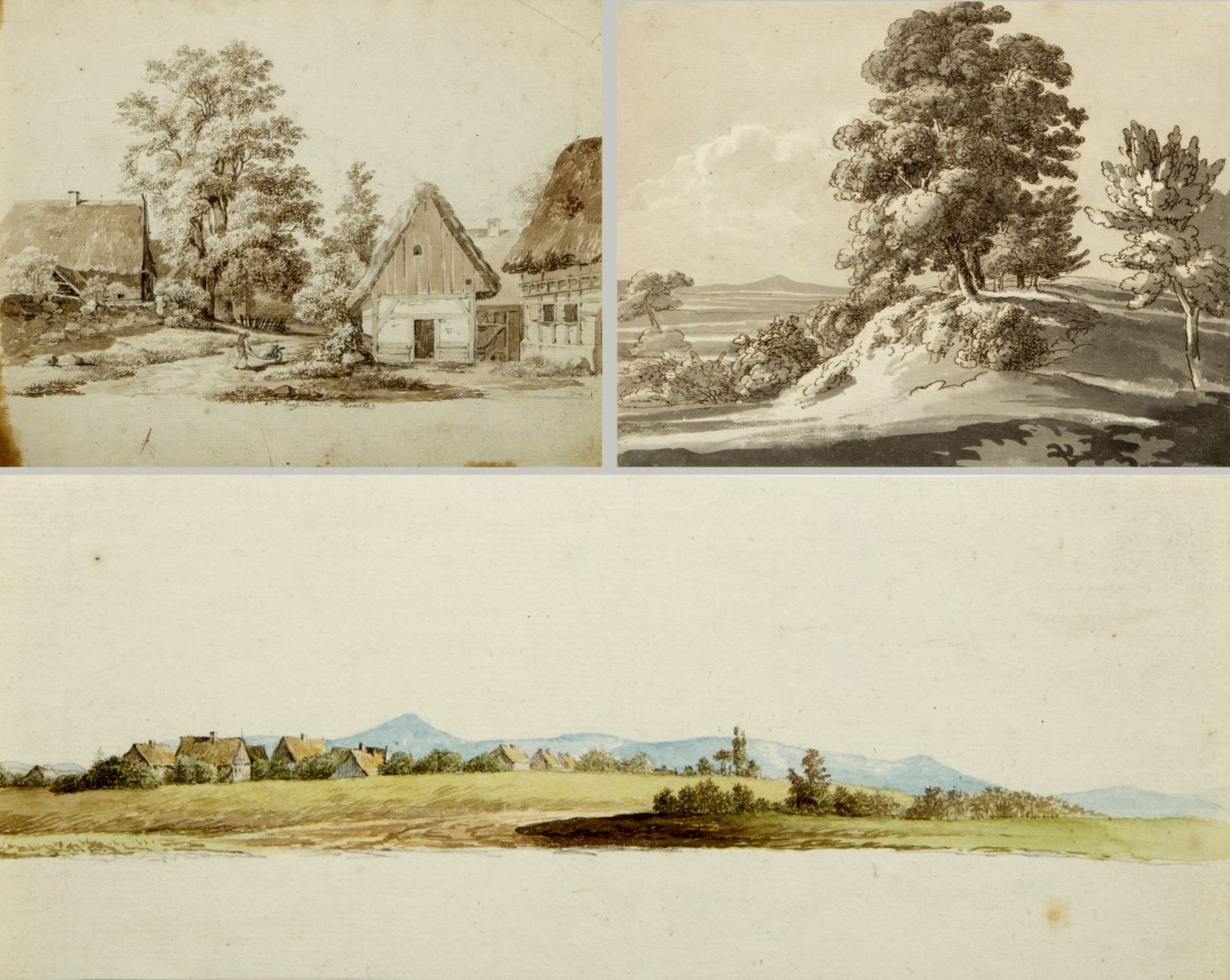 Kunkler, Adolf. 1792 - Gnadenberg bei Bunzlau - 1866 Loswitz. Landschaften. Gebirgsbach. 1 braun lav