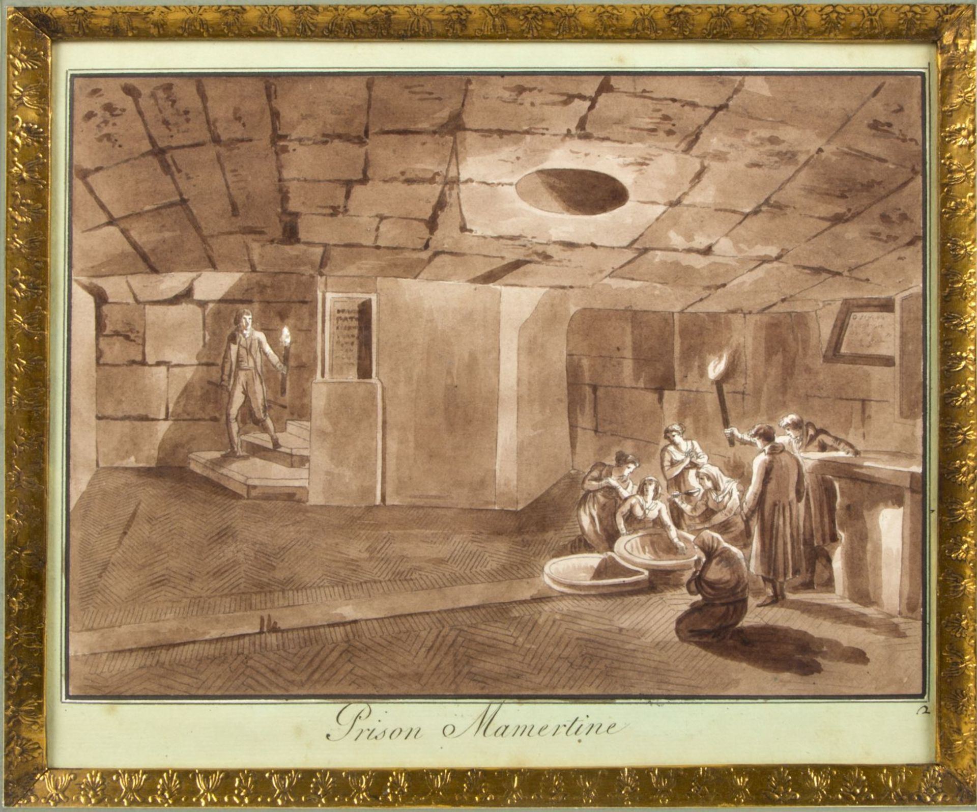 Uggeri, Angelo. 1754 - 1837. Zugeschrieben Prison Mamertin. Braun lavierte Tuschfederzeichn. Bet. 18