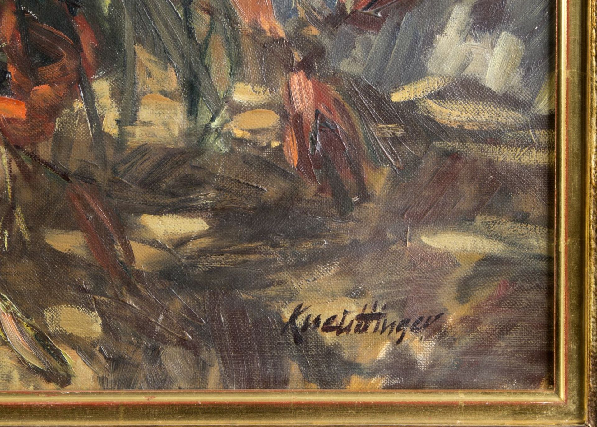 Kneuttinger, Josef. 1927 - München - 2015 Blumenstillleben. Öl/Lwd. Sign. 70,5 x 80 cm. Gerahmt. - Image 2 of 3