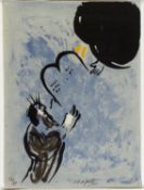 Chagall, Marc. 1887 Witebsk - Paul de Vence 1985 Moses empfängt die Gesetzestafeln. Farblithographie