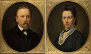 Widmayer, Theodor. 1828 - Stuttgart - 1883 Portrait Johann Wendelin Braunwald. Portrait der Ehefrau 