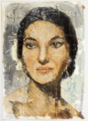 Jordan, Oliver. 1958 Essen Portrait Maria Callas. Öl/Papier. Sign. und dat. 2004. 42 x 29,5 cm. Star
