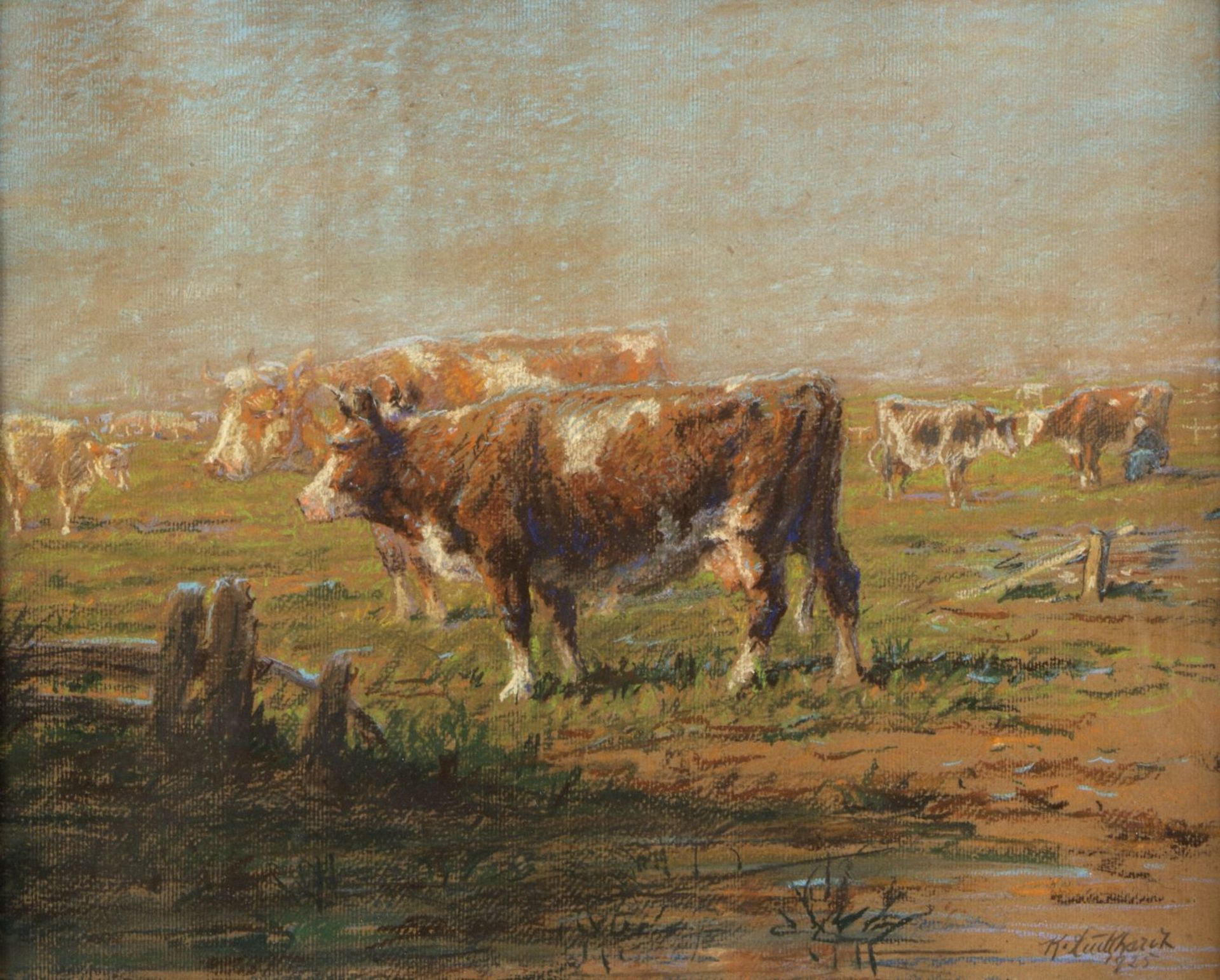 Luckhardt, Karl. 1886 - Frankfurt - 1970 Kühe auf der Weide. Pastell. Sign. und dat. 1925. 41 x 51 c