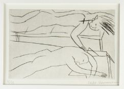 Ikemura, Leiko. 1951 Mie, Japan Liegendes Paar. Radierung. Sign. und num. Ex. 21/33. 16 x 24,5 cm.