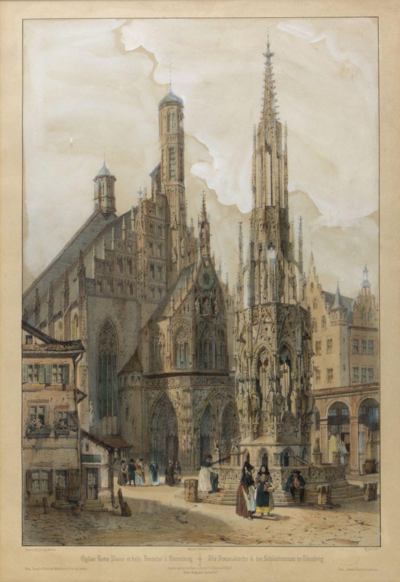 Lotter. Blaeu. Bajot Karte von Franken. Territorium Nürnberg. Frauenkirche und Schönbrunnen in Nürnb - Bild 3 aus 4