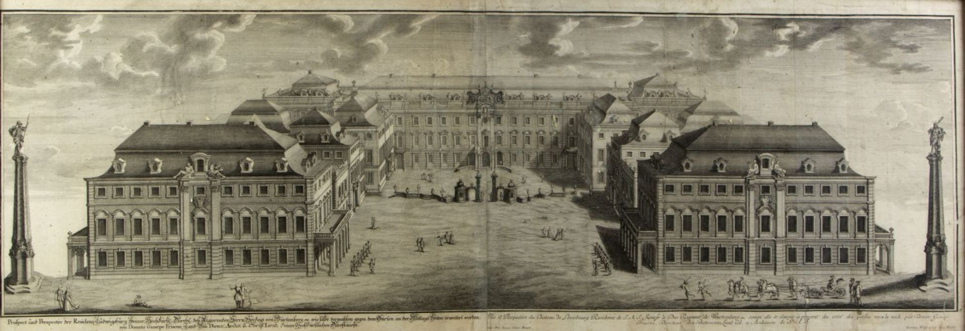 Corvinus, Johann Augustus. 1683 Leipzig - Augsburg 1738 Ansichten des Schlosses Ludwigsburg. 4 Radie - Bild 4 aus 5
