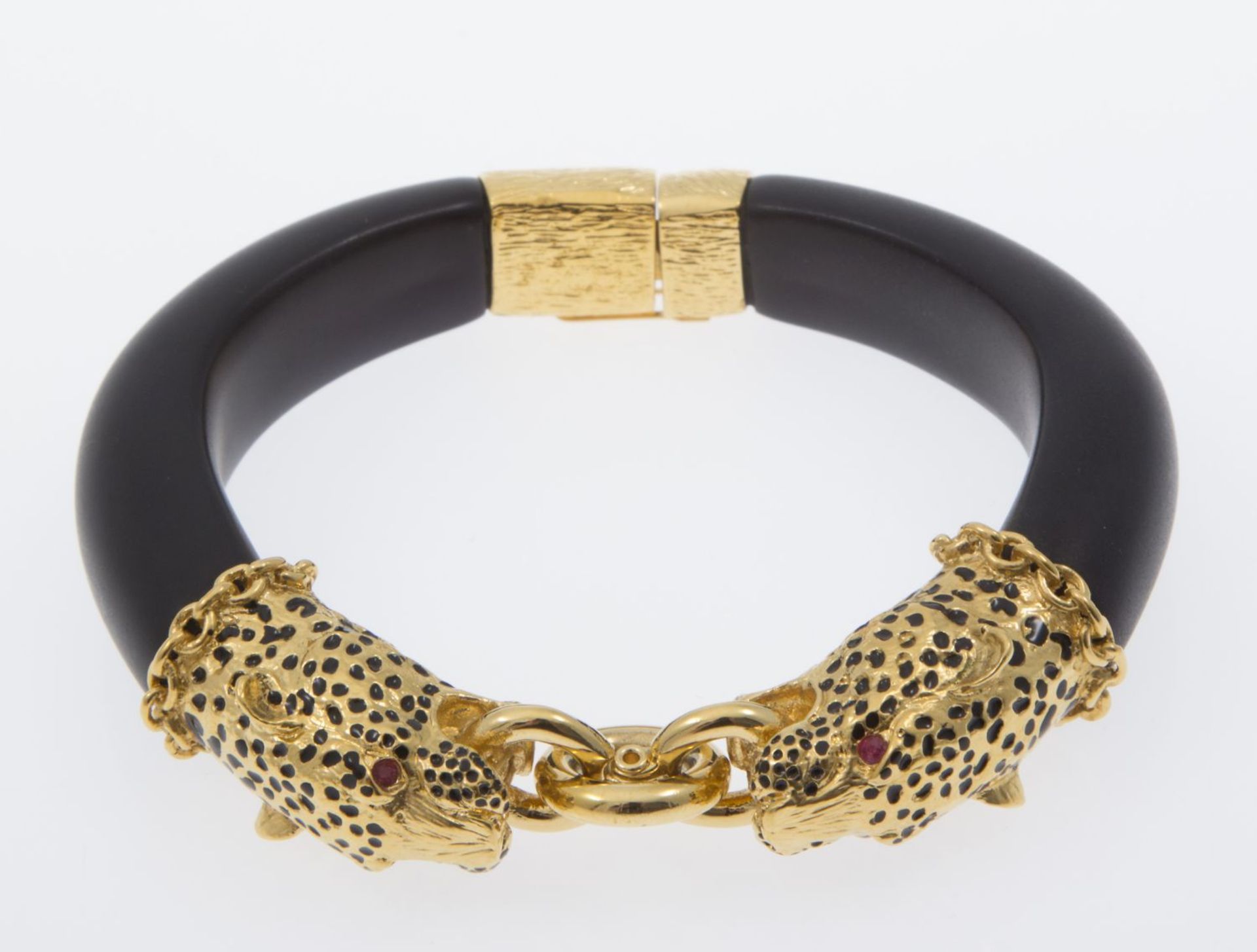 Pantherarmband Metall, vergoldet. Emaildekor. Replik nach dem Armband der Herzogin von Windsor. Fran - Bild 3 aus 3