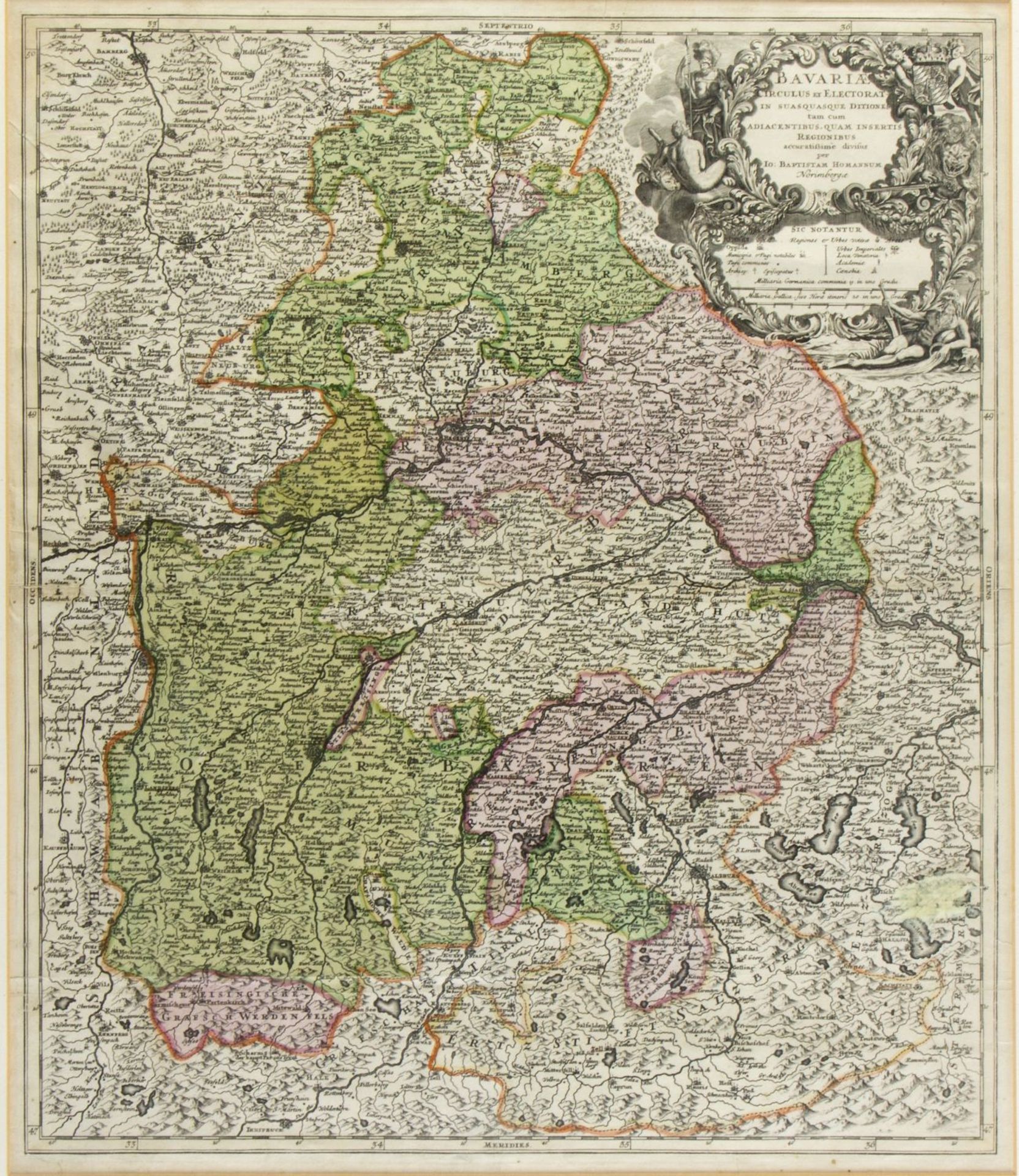 Homann. Schleich u.a. Karte von Bayern. Ansichten von München, Landshut. Rittergut Vestenbergsgreuth - Bild 2 aus 5