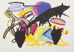 Zadok, Ben David. 1949 Komposition. Farbserigraphie. Sign., dat. und num. 1988. Ex. 112/250. 46 x 67