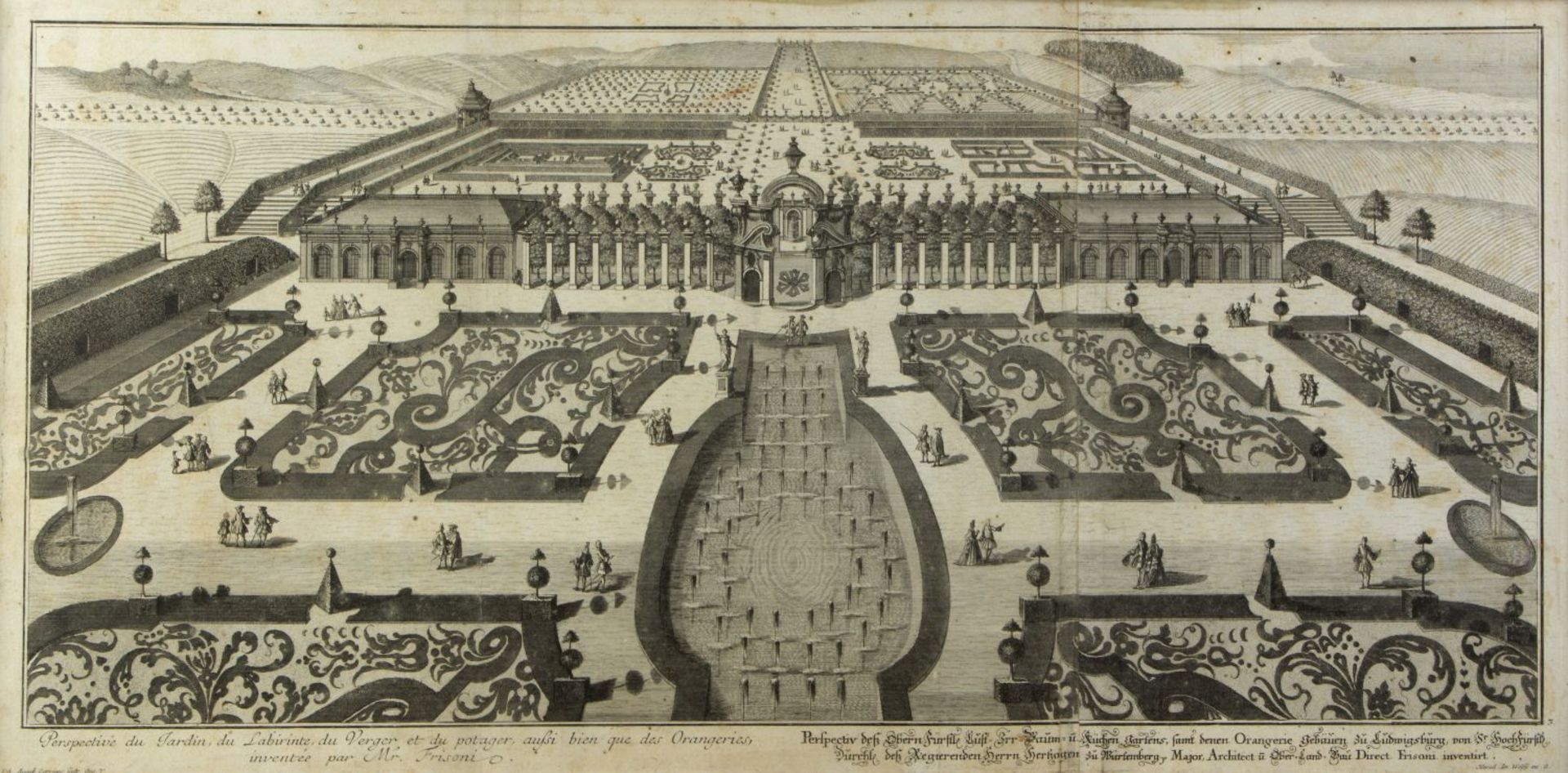 Corvinus, Johann Augustus. 1683 Leipzig - Augsburg 1738 Ansichten des Schlosses Ludwigsburg. 4 Radie - Bild 2 aus 5