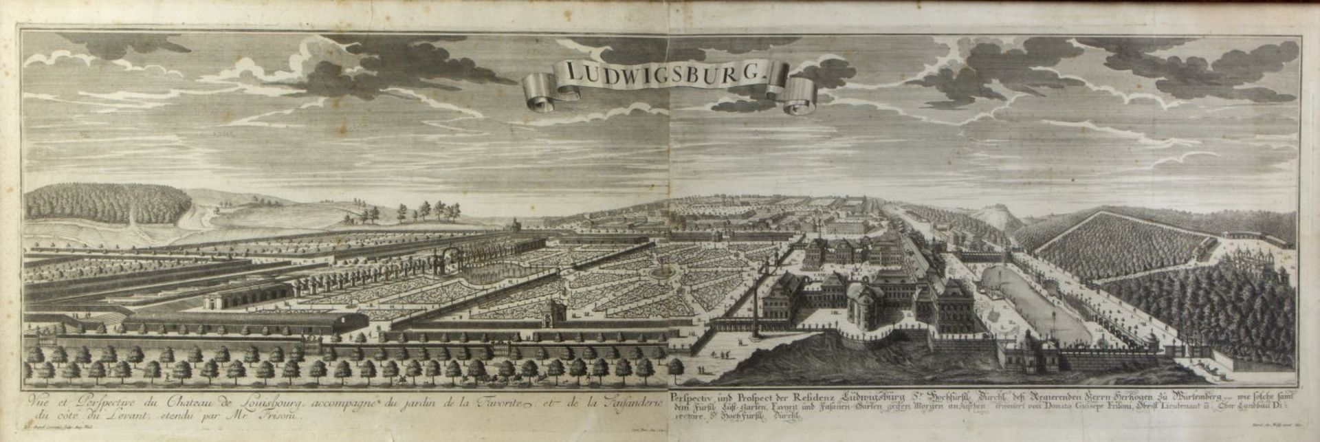 Corvinus, Johann Augustus. 1683 Leipzig - Augsburg 1738 Ansichten des Schlosses Ludwigsburg. 4 Radie - Bild 5 aus 5