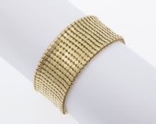Exklusives Pharao-Armband des Hamburger Juweliers Wilm Gelbgold 750, gebürstet. Aufwendig schlauchar