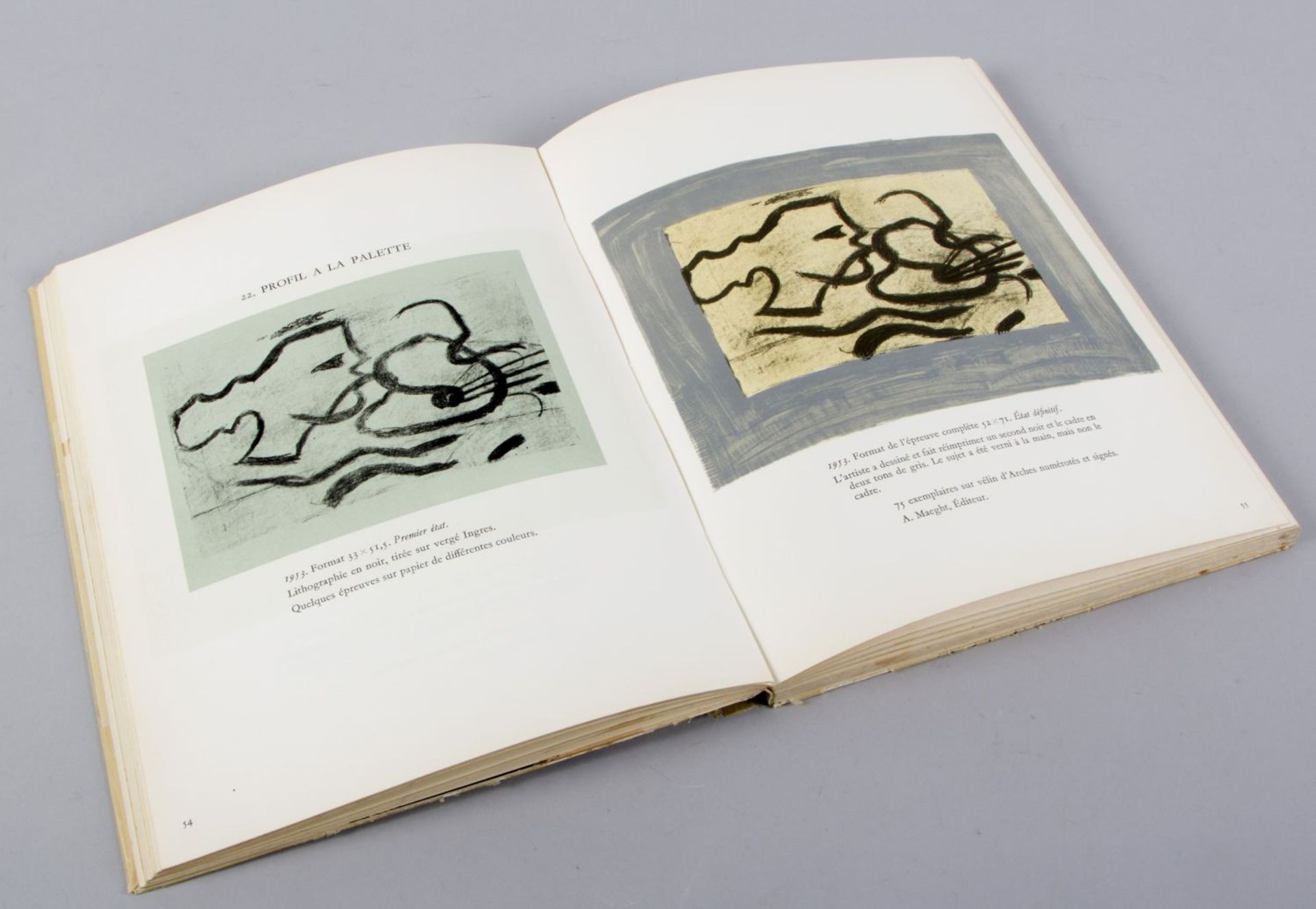 Mourlot, F. Braque Lithographe. Ex. Nr. 3444. Sauret, Monte Carlo, 1963. Einbd. und Ränder leicht st - Bild 2 aus 3