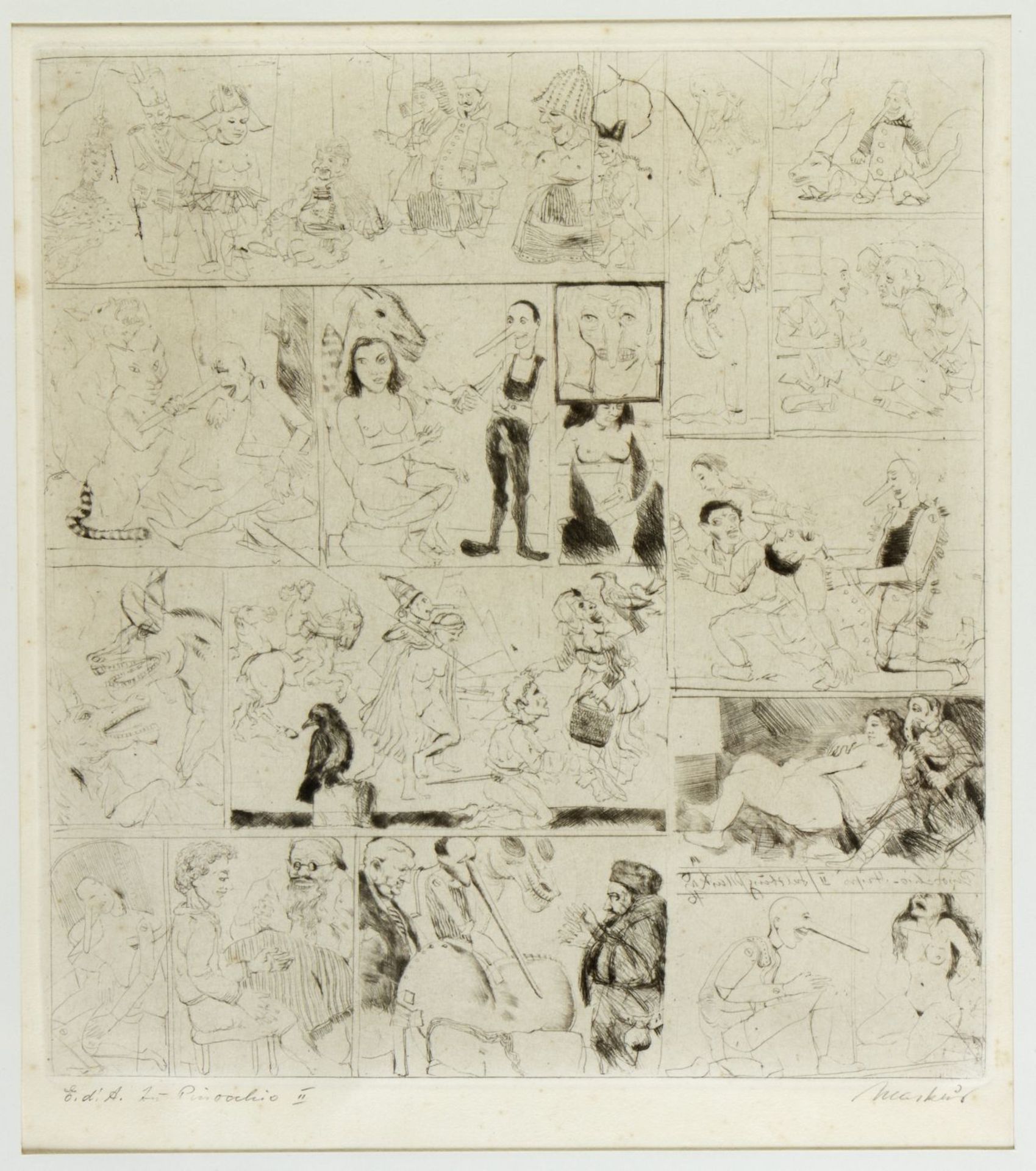 Vallazza, Markus. 1936 St. Ullrich - Bozen 2019 Illustrationen zu Pinocchio und Le bateau ivre. 3 Ra - Bild 2 aus 4