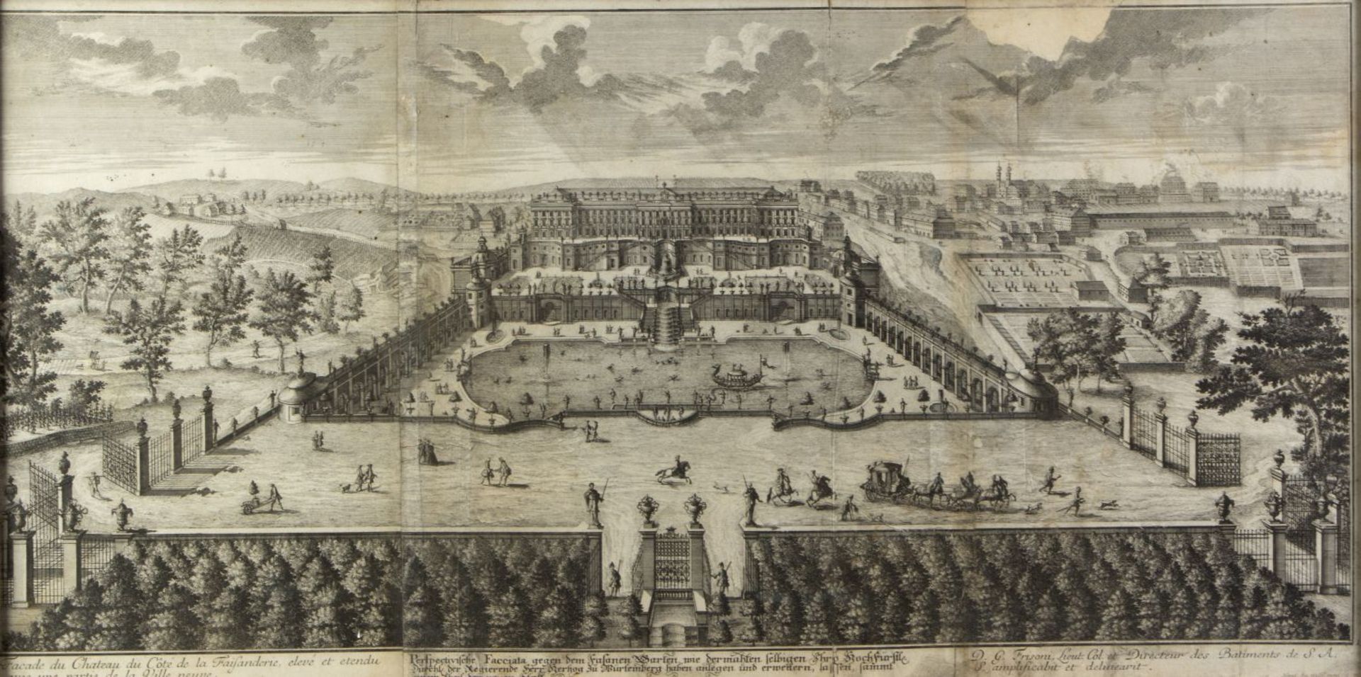 Corvinus, Johann Augustus. 1683 Leipzig - Augsburg 1738 Ansichten des Schlosses Ludwigsburg. 4 Radie - Bild 3 aus 5