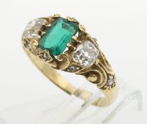 Smaragd-Diamant-Ring Gelbgold 900