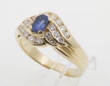 Saphir-Diamant-Ring Gelbgold 750.