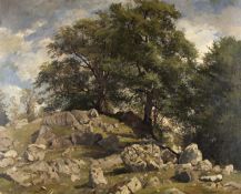 Bechtolsheim, Gustav Freiherr von. 1842 Regensburg - München 1924 Bäume auf einem felsigen Hügel. Öl
