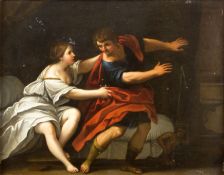 Deutsch, 18. Jh. Theseus und Hippolyta. Öl/Kupfer. 23,5 x 30 cm. Gerahmt. Beschädigungen an der Ober