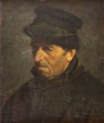 Deutsch, Anf. 20. Jh. Portrait eines Mannes mit grünem Hut. Öl/Lwd. 53,5 x 45 cm. Gerahmt.
