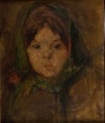 Hummel, Theodor. 1864 Schliersee - München 1939 Portrait eines kleinen Mädchens mit Stupsnase. Öl/Lw