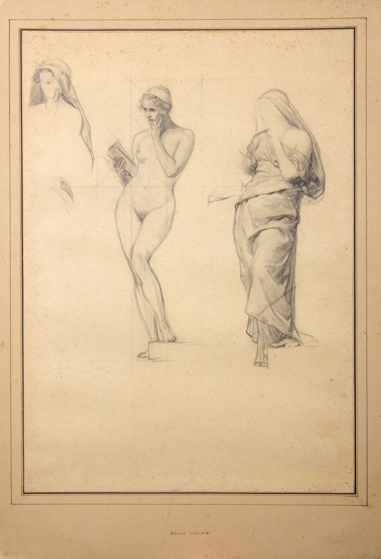 Unbekannt, um 1900 Weibliche Akte. 1 Bleistiftzeichn. 1 Öl/Lwd. Bis 48 x 28 cm. - Bild 2 aus 3