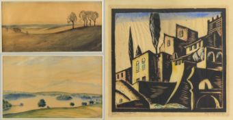 Croissant, Eugen. 1898 Landau in der Pfalz - Breitbrunn 1976 Landschaften. Häuser in Verona. 2 Aquar
