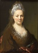 Unbekannt, 18. Jh. Brustbild einer höfischen Dame in einem braunen Kleid. Öl/Lwd., doubliert. 49 x 3