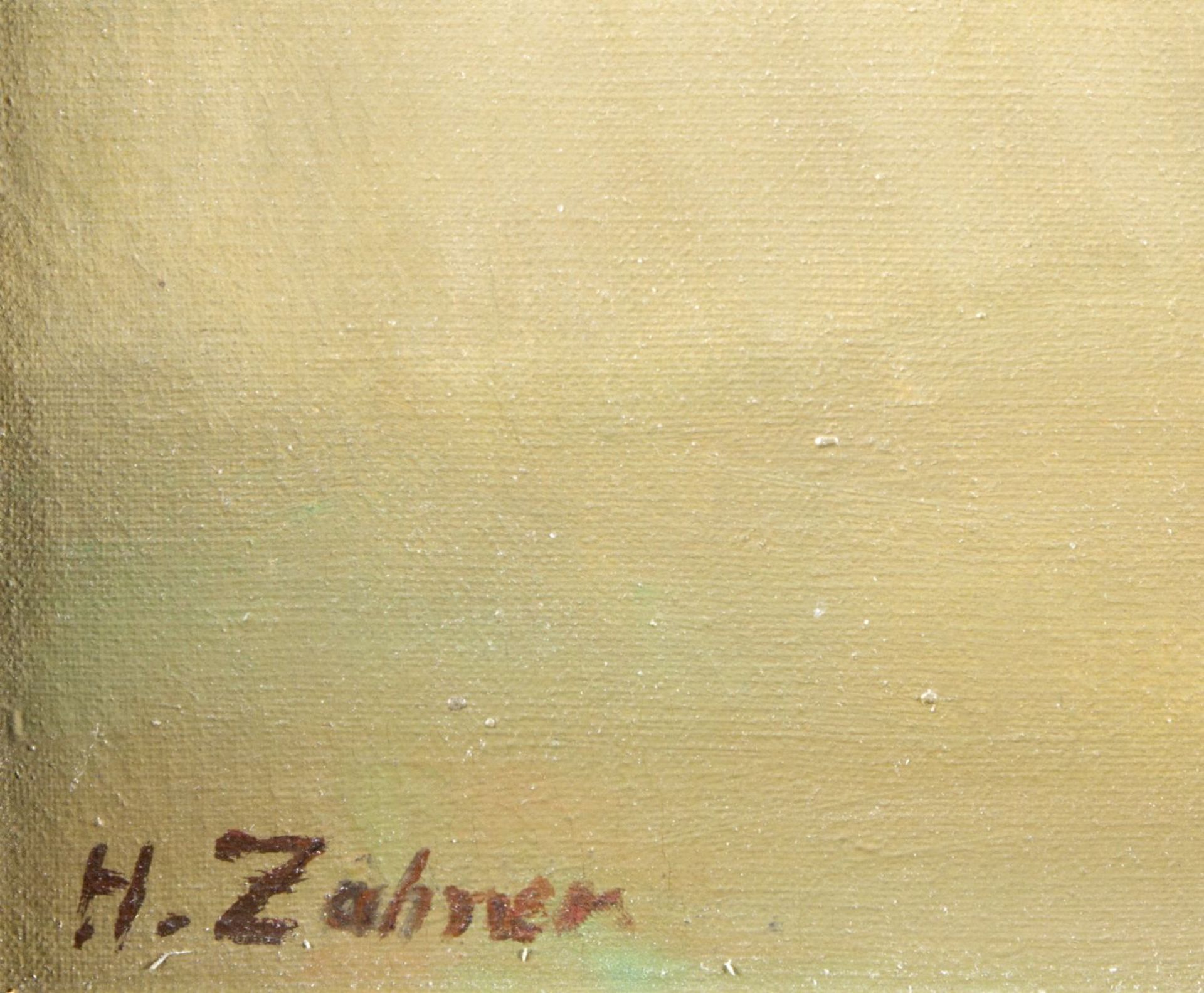 Zahner, Hermine. 1912 München - ? 1981 Chrysanthemenstrauß in einer Vase. Öl/Lwd. Sign. 71 x 60 cm.  - Bild 2 aus 3