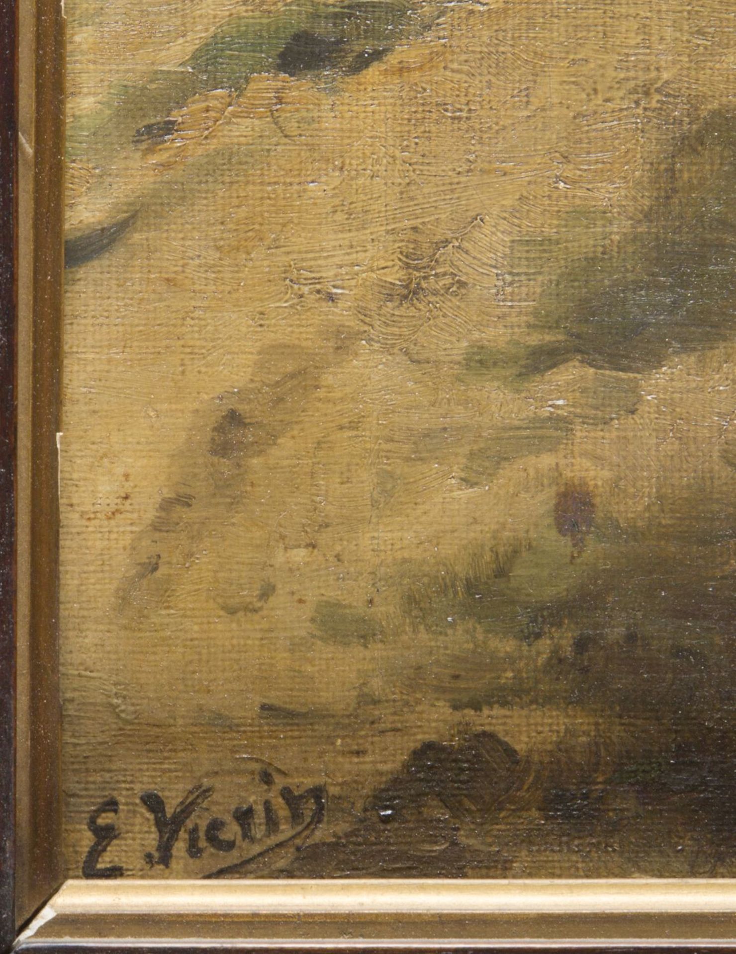 Vierin, Emmanuel. 1869 - Kortrijk - 1954 Windmühle auf einer Düne. Öl/Lwd. Sign. 45,5 x 35,5 cm. Ger - Bild 2 aus 3