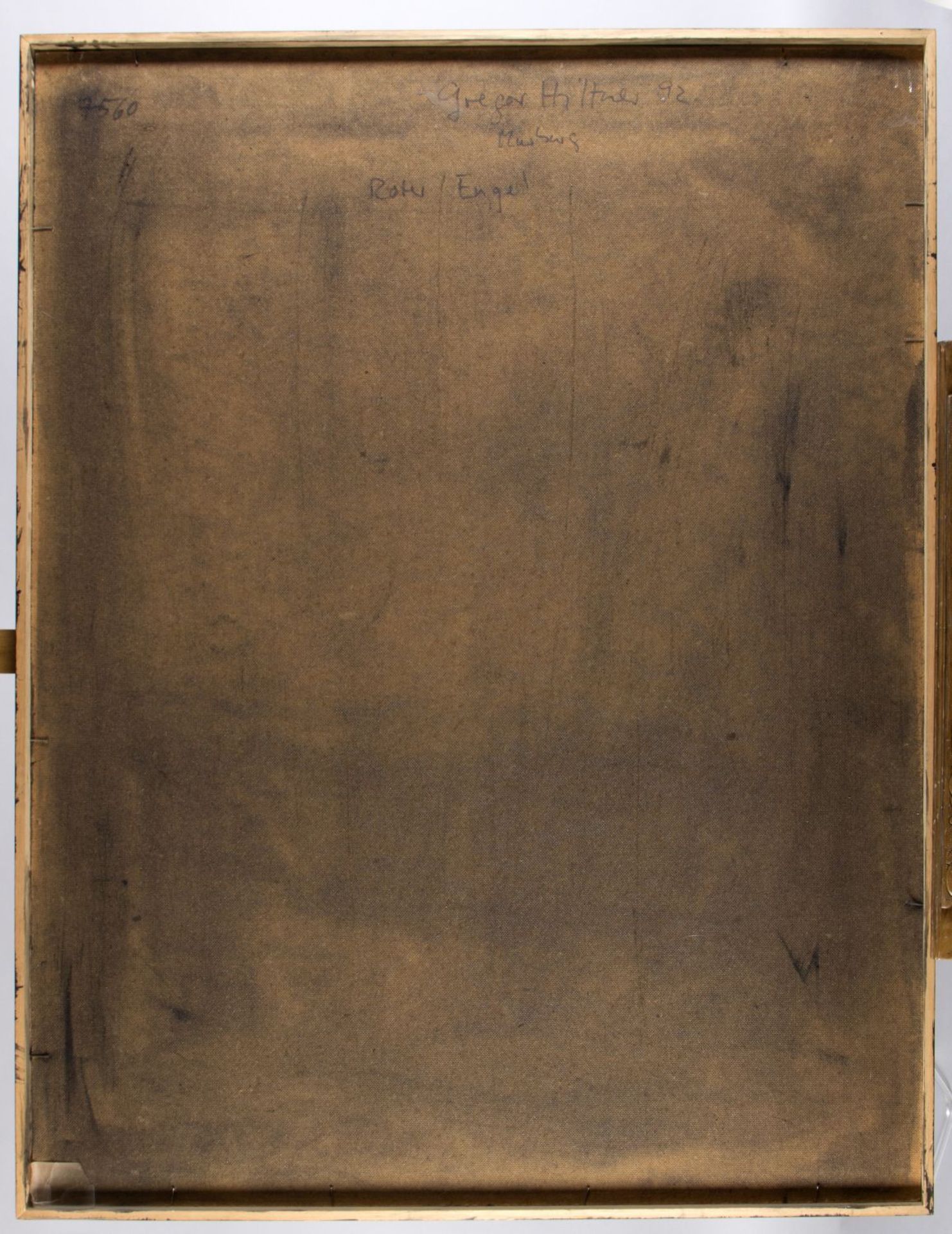 Hiltner, Gregor. 1950 Nürnberg Roter Engel. Mischtechn./Pressspan. (19)92. 130 x 100 cm. Gerahmt. Ve - Bild 2 aus 2
