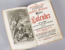 Geschichts-, Geschlechts- und Wappenkalender auf das Jahr 1737. Nrbg., Weigel. Prgt. Besch.