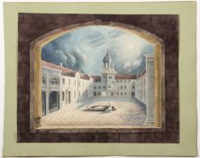 Starklof Hof im Schloss Eutin. Aquarell über Bleistift. Sign., bez. und dat. Eutin. 1833. 19,5 x 24,