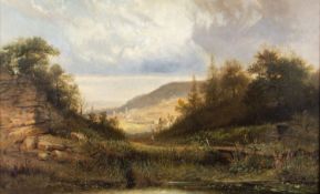 Peters, Pieter Francis. 1818 Nijmegen - Stuttgart 1903 Herbstliche Landschaft. Öl/Lwd., doubliert. S