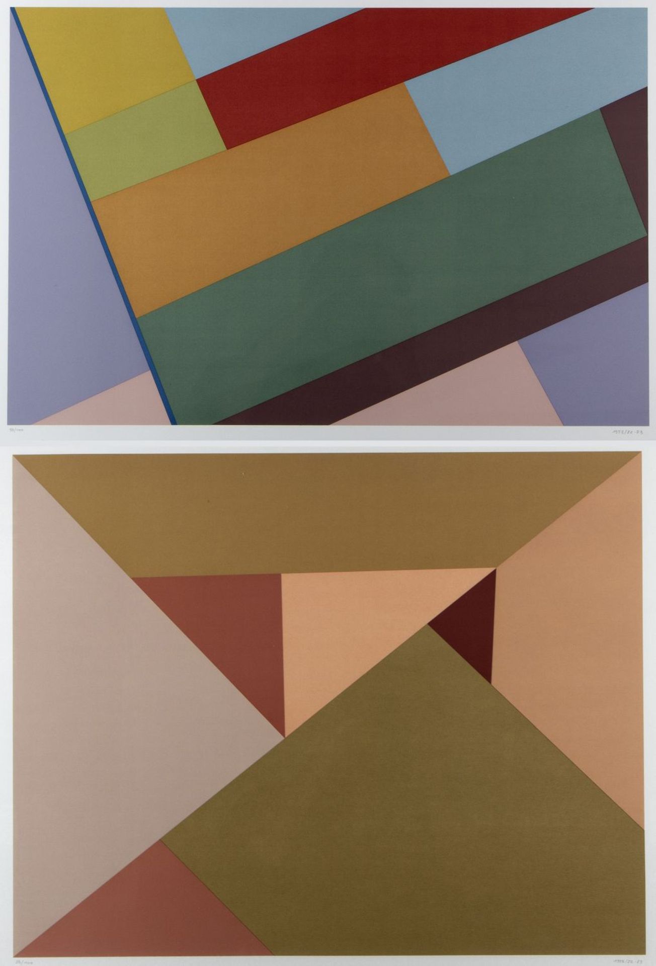 Heurtaux, André Gaston. 1898 - 1983 Geometrische Kompositionen. 2 Farbserigraphien. Bis 38,5 x 58,5 