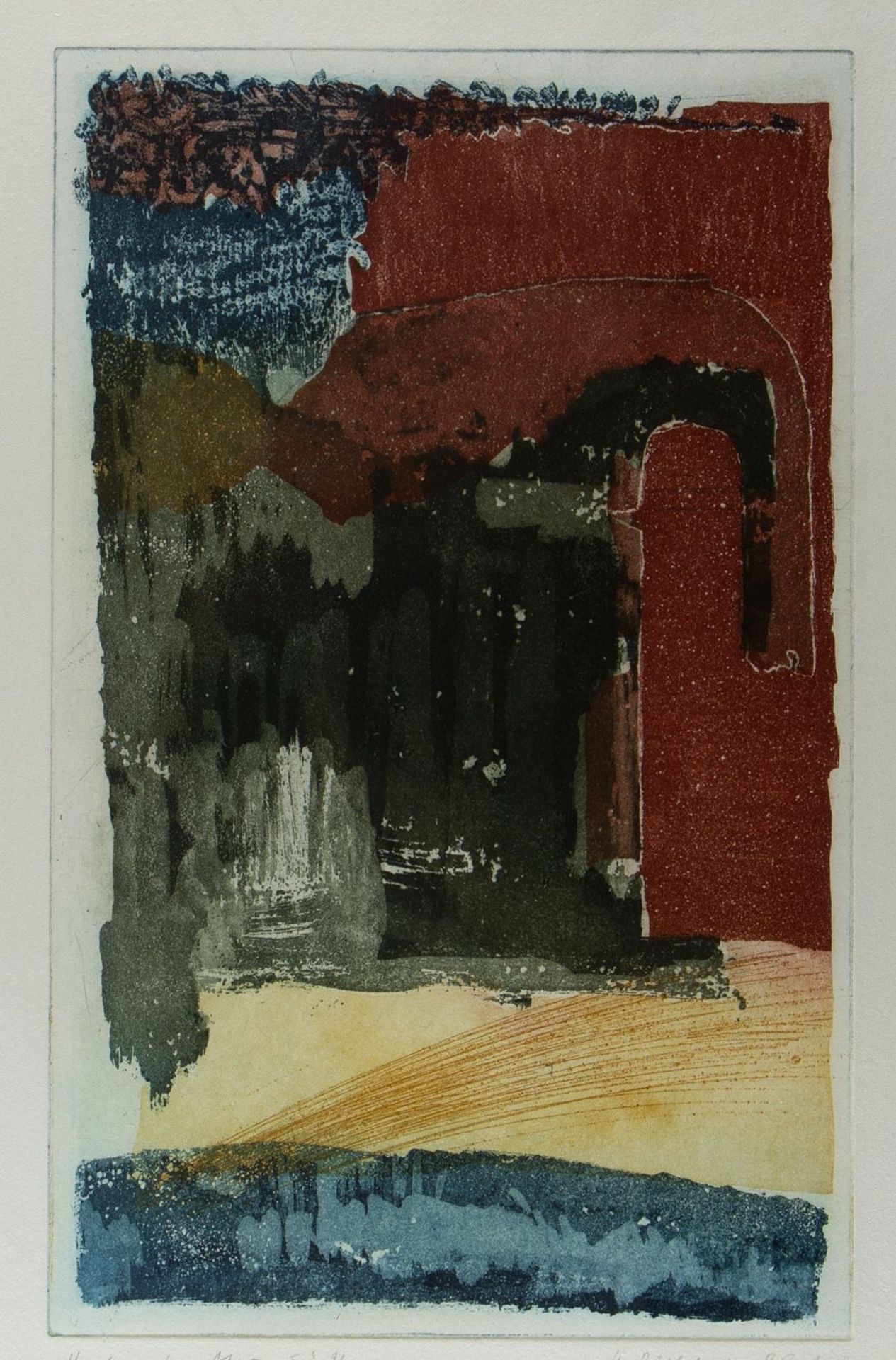 Böttcher-Polack, Heidi. 1937 Vor der roten Mauer. Einblicke-Ausblicke. 4 farbige Aquatintaradierunge - Bild 3 aus 5