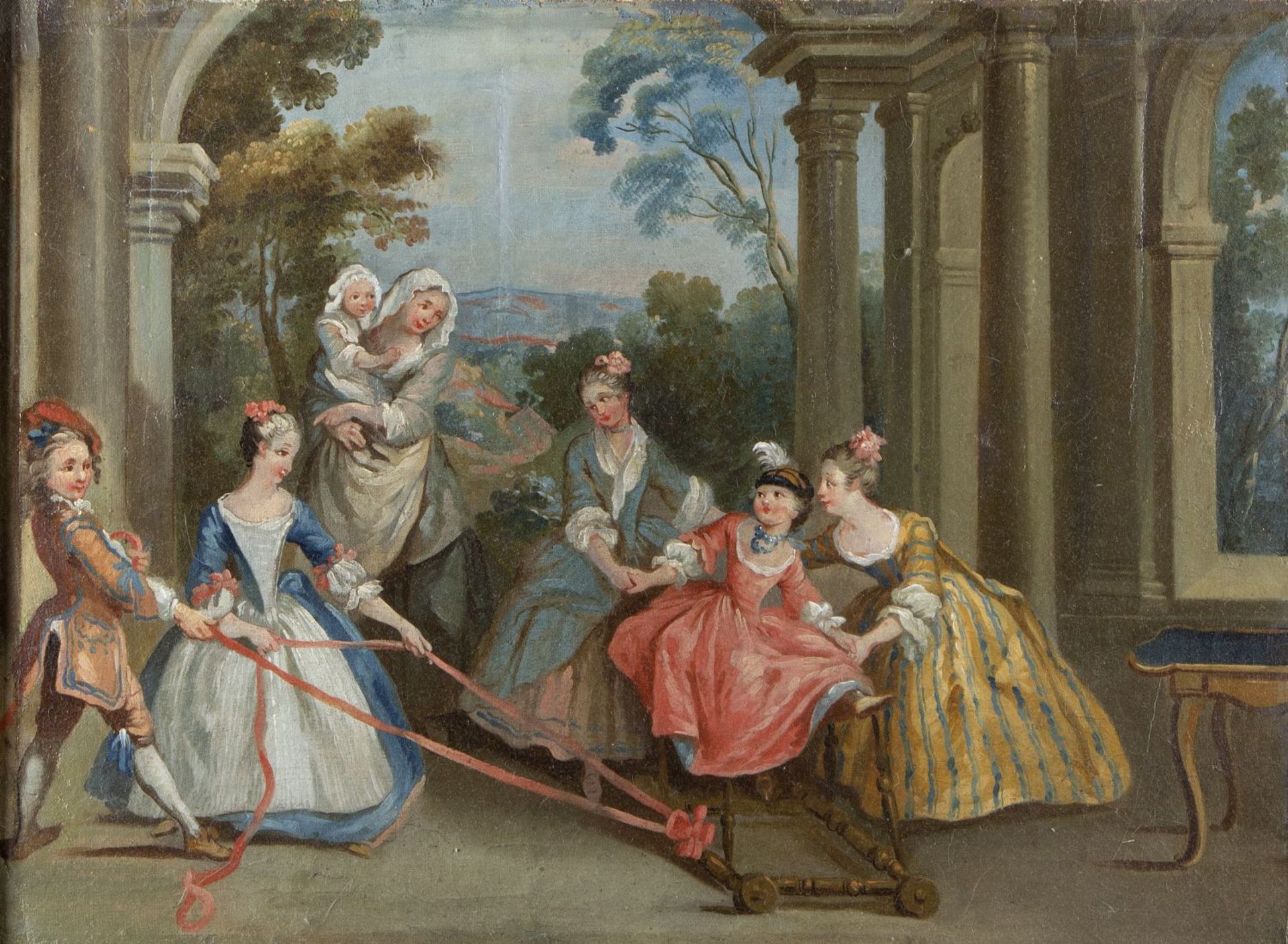 Deutsch, 18. Jh. Allegorie auf den Sommer. Öl/Lwd., doubliert. 46,5 x 64 cm. Gerahmt.