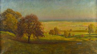 Kauzmann, Paul. 1874 Geislingen an der Steige - Kaufbeuren 1951 Weite herbstliche Landschaft. Öl/Lwd