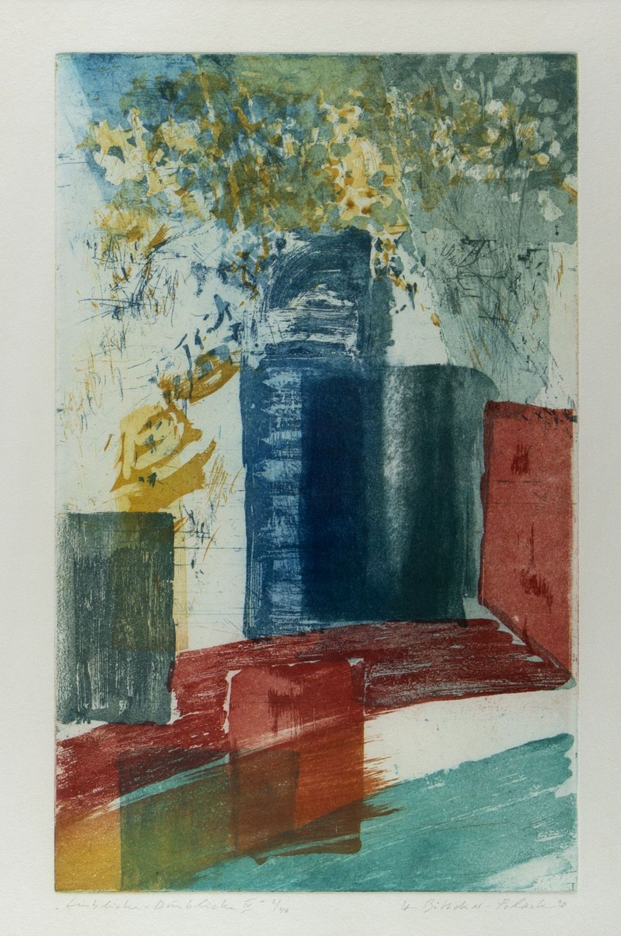 Böttcher-Polack, Heidi. 1937 Vor der roten Mauer. Einblicke-Ausblicke. 4 farbige Aquatintaradierunge - Image 2 of 5