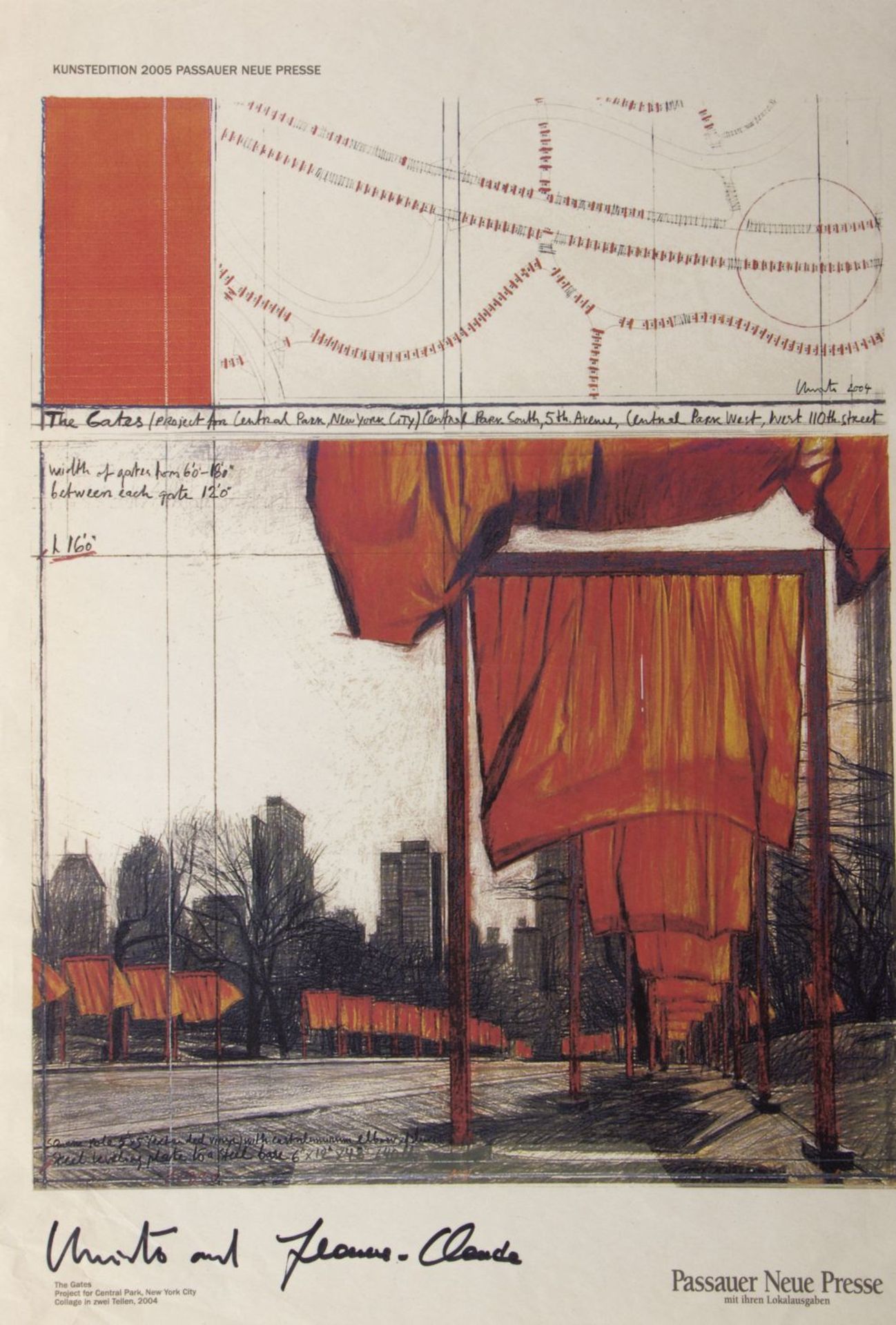 Christo und Jeanne-Claude Zwei kleine Plakate zu den Ausstellungen Villa Stuck und der Passauer Pres - Bild 2 aus 4